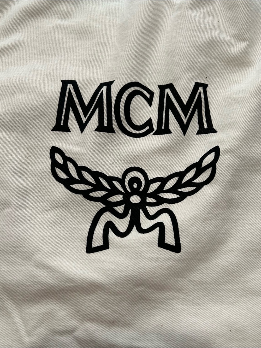 MCM Cream Drawstring Dust Bag with Black Logo - Picture 4 of 5